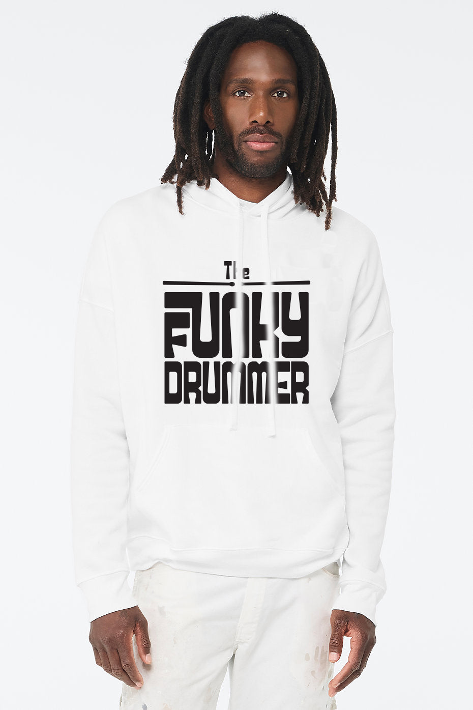 The Funky Drummer UniSex Fleece Pullover Hoodie - White