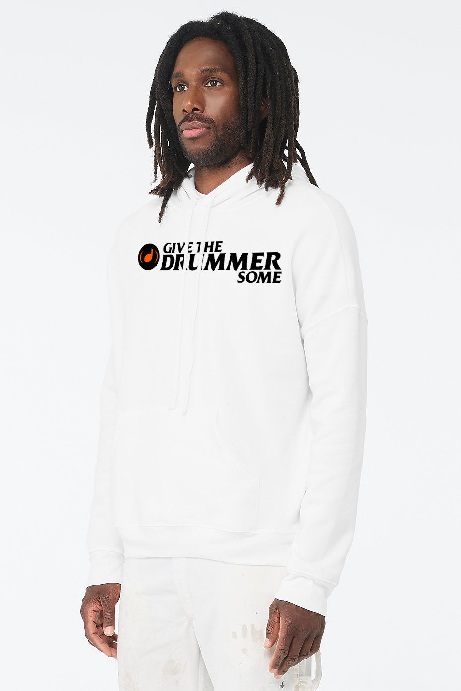 Give The Drummer Some™ UniSex Fleece Pullover Hoodie - White